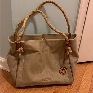 Michael Kors Beige Tote with Gold Accents
